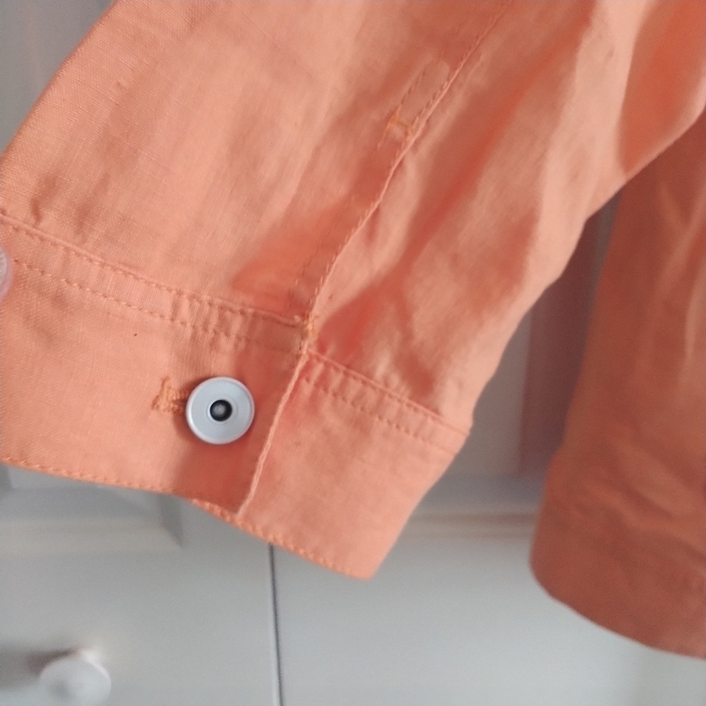 Chico's Soft Nectarine Linen Jacket M Chico's sz 2 - Picture 3 of 9